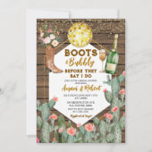 Boots & Bubbly Champagne Western Bridal Shower 招待状 (正面)