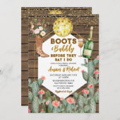 Boots & Bubbly Champagne Western Bridal Shower 招待状 (正面/裏面)