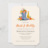 Boots & Bubbly Modern Cute Floral Bridal Shower 招待状 (正面)