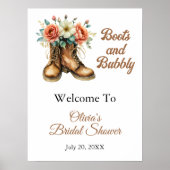 Boots & Bubbly Rustic Bridal Shower Welcome ポスター (正面)