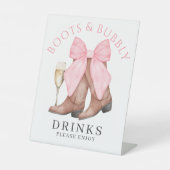 Boots Bubbly Western Bridal Shower Drinks 台座サイン (正面)