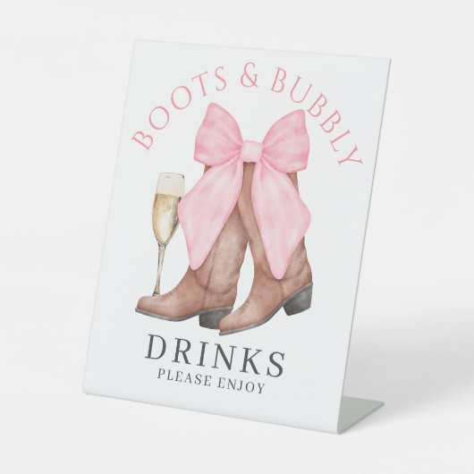 Boots Bubbly Western Bridal Shower Drinks 台座サイン (正面)