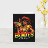 Boots On The Ground Afro Black Woman African Black カード (黄色い花)