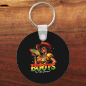 Boots On The Ground Afro Black Woman African Black キーホルダー (正面)
