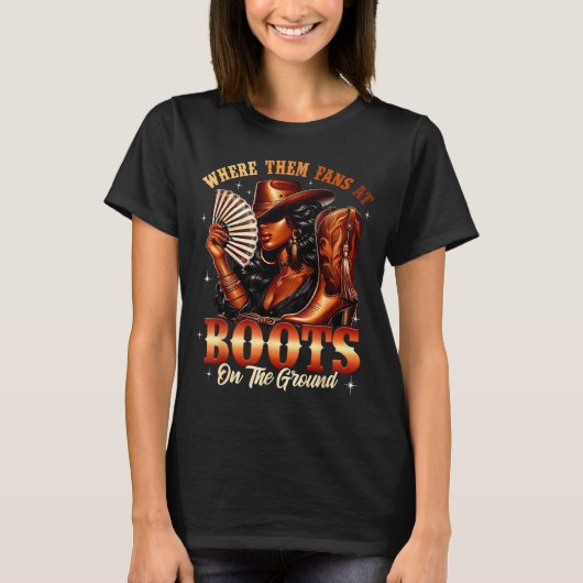 Boots On The Ground Cowgirl Black Women Africa Bla Tシャツ (正面)
