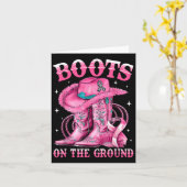 Boots On The Ground Cowgirl Western Breast Cancer カード (黄色い花)