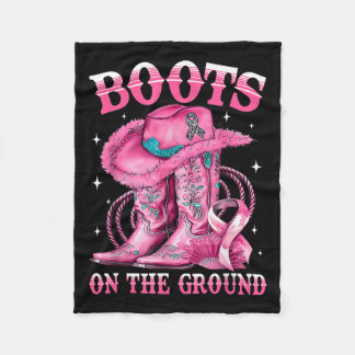 Boots On The Ground Cowgirl Western Breast Cancer  フリースブランケット