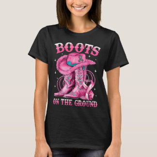 Boots On The Ground Cowgirl Western Breast Cancer  Tシャツ