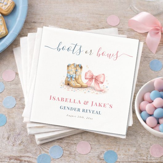  Boots or Bow Western Theme Gender Reveal Party スタンダードカクテルナプキン