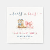  Boots or Bow Western Theme Gender Reveal Party スタンダードカクテルナプキン (正面)