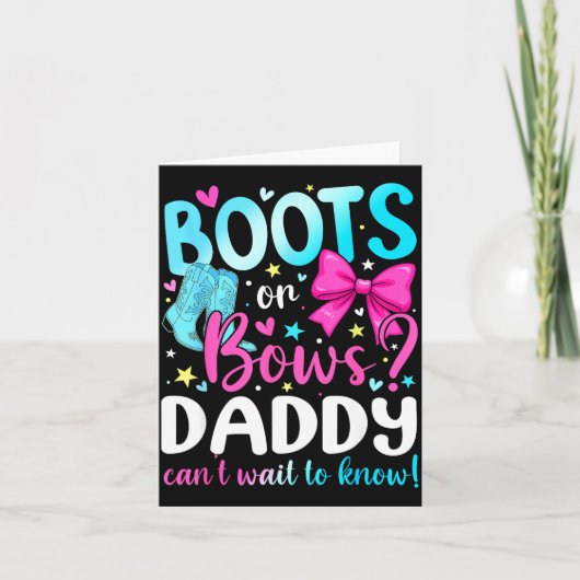 Boots Or Bows Daddy Loves You Gender Reveal Party  カード (正面)