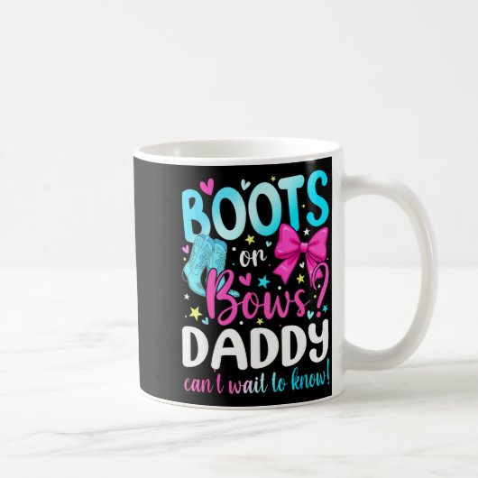Boots Or Bows Daddy Loves You Gender Reveal Party  コーヒーマグカップ (右)