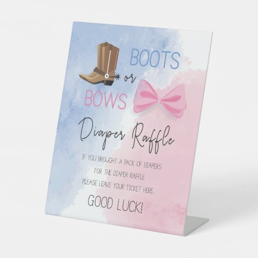 Boots or Bows gender reveal diaper raffle 台座サイン (正面)