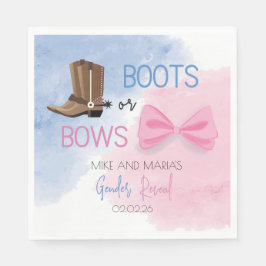Boots or Bows gender reveal party napkins スタンダードランチョンナプキン