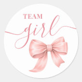 Boots or Bows Gender Reveal Pink Bow Team Girl  ラウンドシール (正面)