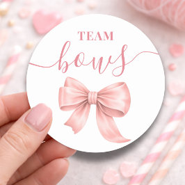 Boots or Bows Gender Reveal Pink Bow Team Girl  ラウンドシール
