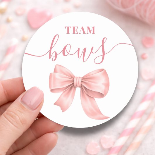 Boots or Bows Gender Reveal Pink Bow Team Girl  ラウンドシール