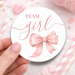 Boots or Bows Gender Reveal Pink Bow Team Girl  ラウンドシール