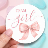 Boots or Bows Gender Reveal Pink Bow Team Girl  ラウンドシール