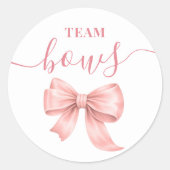 Boots or Bows Gender Reveal Pink Bow Team Girl  ラウンドシール (正面)