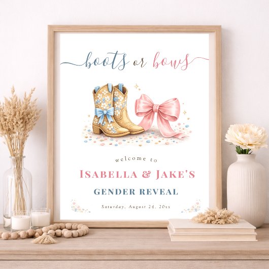 Boots Or Bows  Gender Reveal Shower Welcome ポスター