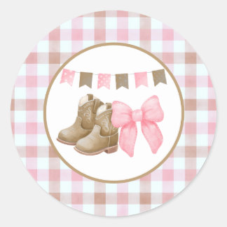 Boots or Bows Gender Reveal Theme Paper Plates ラウンドシール