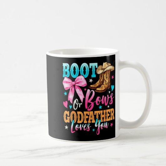 Boots Or Bows Godfather Loves You Gender Reveal Fa コーヒーマグカップ (右)