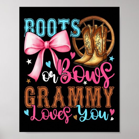 Boots Or Bows Grammy Loves You Gender Reveal Party ポスター (正面)
