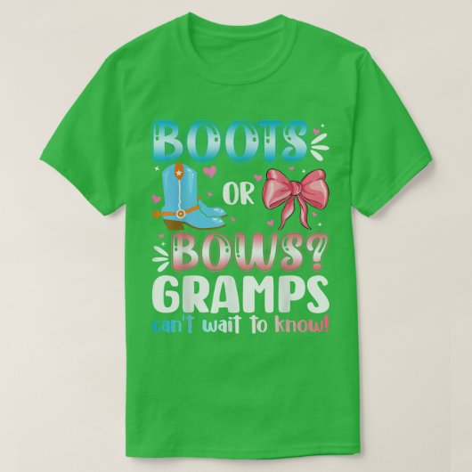 Boots Or Bows Gramps Gender Reveal Baby Shower Pre Tシャツ (デザイン正面)