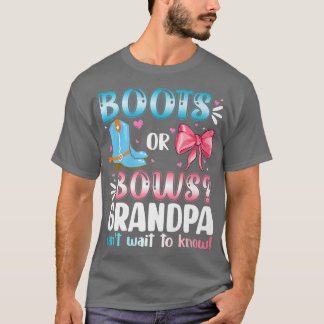 Boots Or Bows Grandpa Gender Reveal Baby Shower Pr Tシャツ