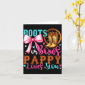 Boots Or Bows Pappy Loves You Gender Reveal Party  カード (黄色い花)