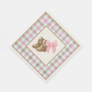 Boots or Bows Theme Gender Reveal Paper Napkins スタンダードランチョンナプキン