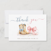 Boots Or Bows Western Chic Gender Reveal サンキューカード (正面)