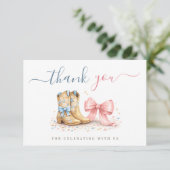 Boots Or Bows Western Chic Gender Reveal サンキューカード (スタンド正面)