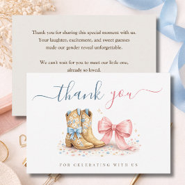 Boots Or Bows Western Chic Gender Reveal サンキューカード