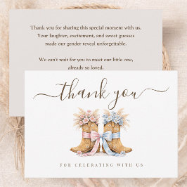 Boots Or Bows Western Chic Gender Reveal サンキューカード