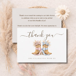 Boots Or Bows Western Chic Gender Reveal サンキューカード