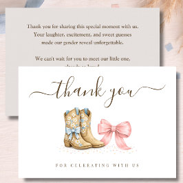 Boots Or Bows Western Chic Gender Reveal サンキューカード