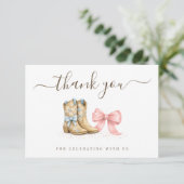 Boots Or Bows Western Chic Gender Reveal サンキューカード (スタンド正面)