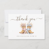 Boots Or Bows Western Chic Gender Reveal サンキューカード (正面)