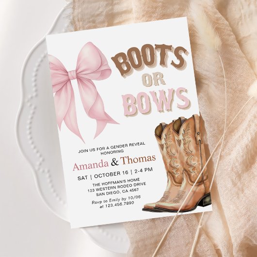 Boots or Bows Western Gender Reveal 招待状