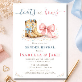 Boots or Bows Western He Or She Gender Reveal  招待状