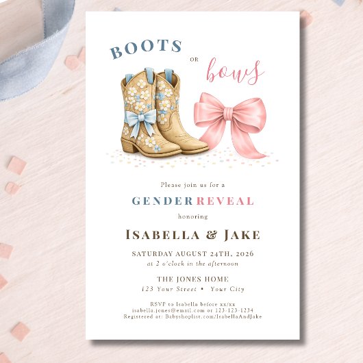 Boots or Bows Western Theme Gender Reveal Budget チラシ