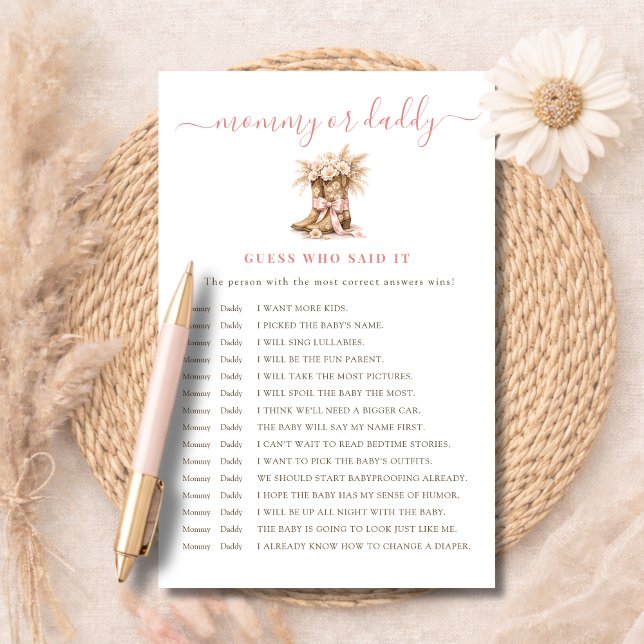 Boots & Pink Bow Mommy or Daddy Guess Who Said It (クリエイターアップロード済み)