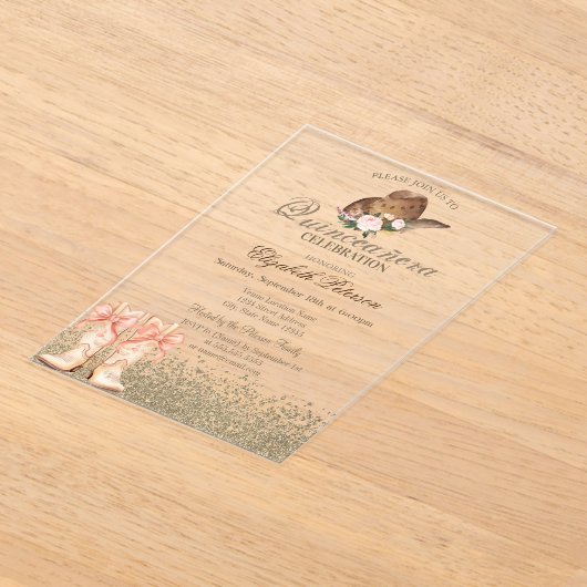 Boots Quinceañera  アクリル招待状 (レイダウン)