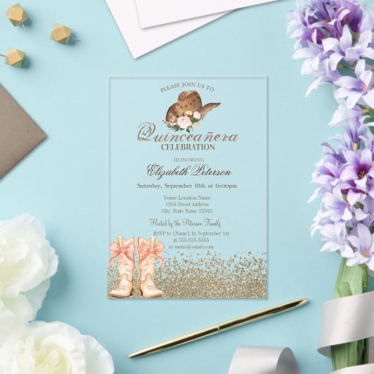 Boots Quinceañera アクリル招待状 (インサイチュ (ウェディング))