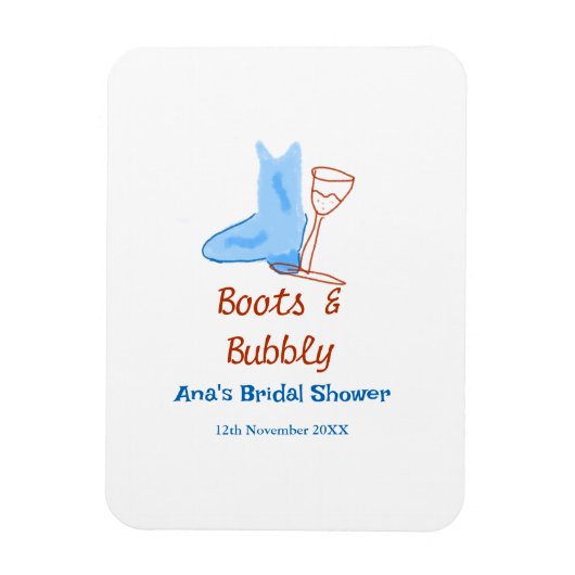 Boots & Sektflasche Brautparty Blau マグネット (縦)