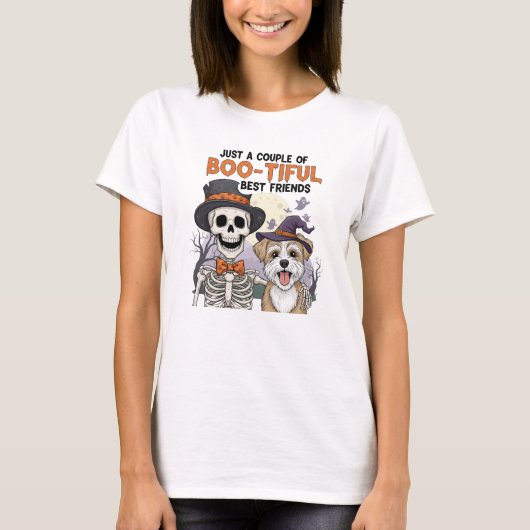 Booutiful 最高の Friend Skeleton & Dog Tee Tシャツ (正面)