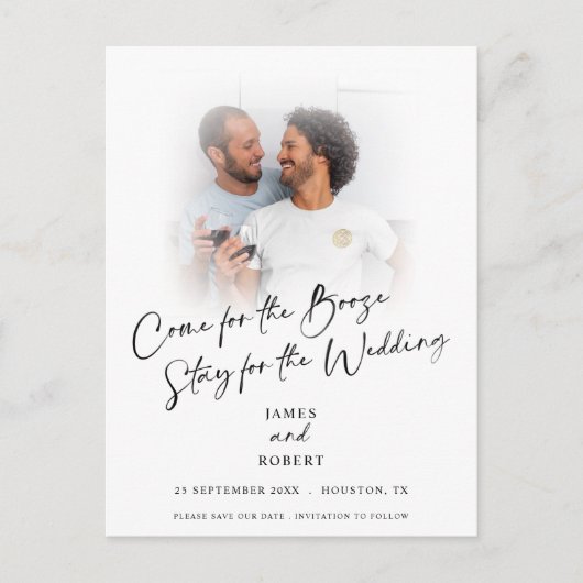 Booze写真来のおもしろいDate Announcemenを保存 案内ポストカード (正面)