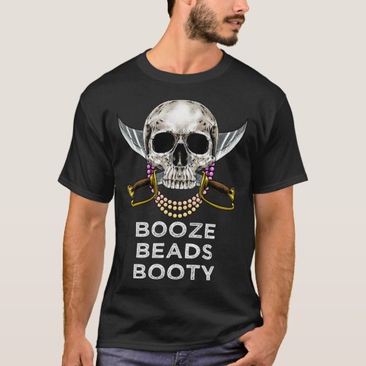 Booze Beads Booty Gasparilla Beads Making Pirate D Tシャツ (正面)